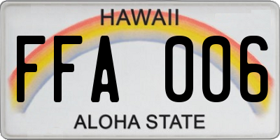 HI license plate FFA006