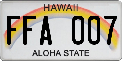 HI license plate FFA007