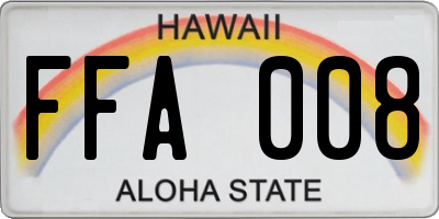 HI license plate FFA008