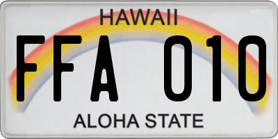 HI license plate FFA010