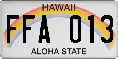 HI license plate FFA013