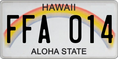 HI license plate FFA014