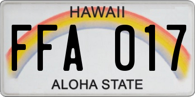 HI license plate FFA017