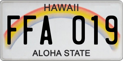 HI license plate FFA019