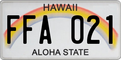 HI license plate FFA021