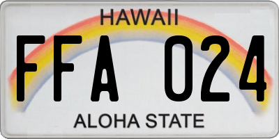 HI license plate FFA024