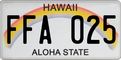 HI license plate FFA025