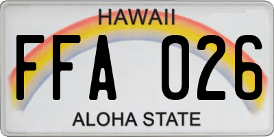 HI license plate FFA026