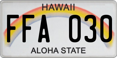 HI license plate FFA030