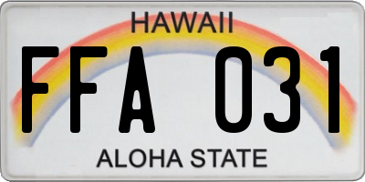 HI license plate FFA031