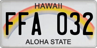 HI license plate FFA032