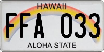 HI license plate FFA033