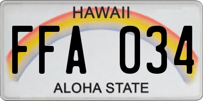 HI license plate FFA034