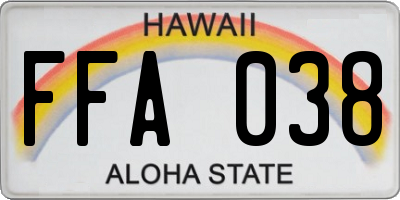 HI license plate FFA038