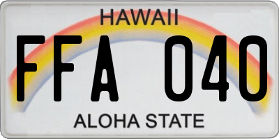 HI license plate FFA040