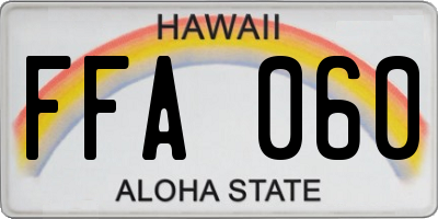 HI license plate FFA060