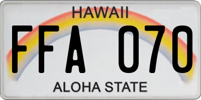 HI license plate FFA070
