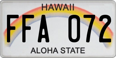 HI license plate FFA072