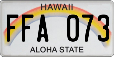 HI license plate FFA073