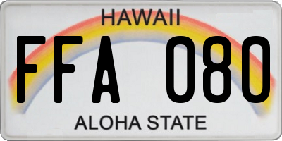 HI license plate FFA080