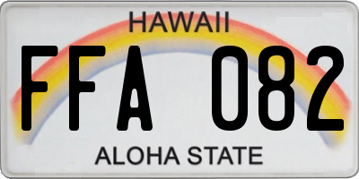 HI license plate FFA082