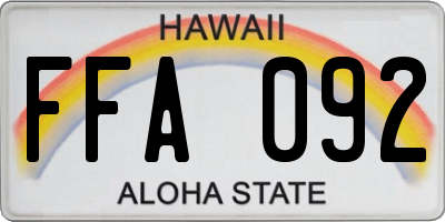 HI license plate FFA092