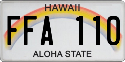 HI license plate FFA110