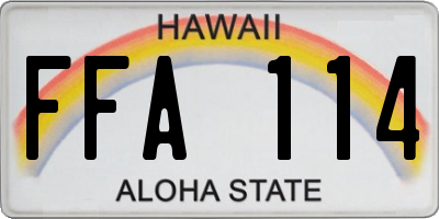 HI license plate FFA114
