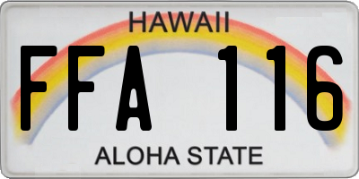 HI license plate FFA116