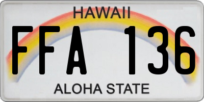 HI license plate FFA136