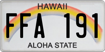 HI license plate FFA191
