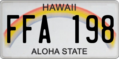 HI license plate FFA198