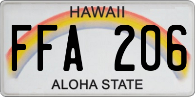 HI license plate FFA206