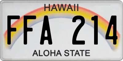 HI license plate FFA214