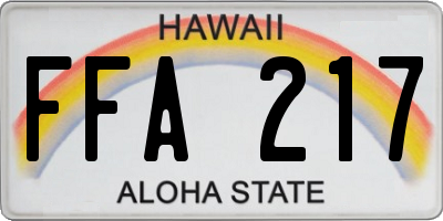 HI license plate FFA217