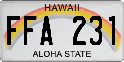 HI license plate FFA231