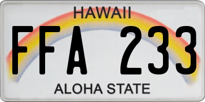HI license plate FFA233
