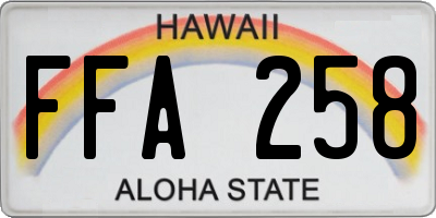 HI license plate FFA258