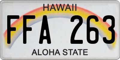 HI license plate FFA263