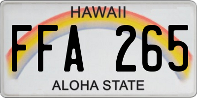 HI license plate FFA265