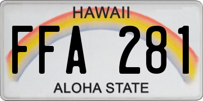 HI license plate FFA281