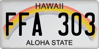 HI license plate FFA303