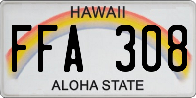 HI license plate FFA308