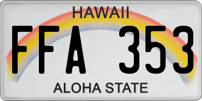HI license plate FFA353