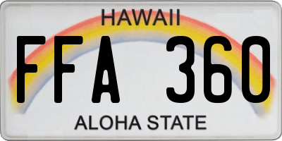 HI license plate FFA360