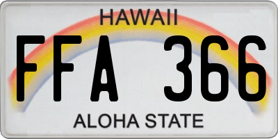 HI license plate FFA366