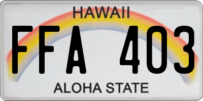 HI license plate FFA403