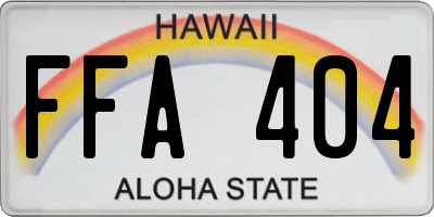 HI license plate FFA404
