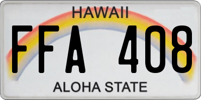 HI license plate FFA408