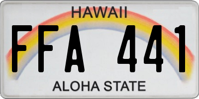HI license plate FFA441